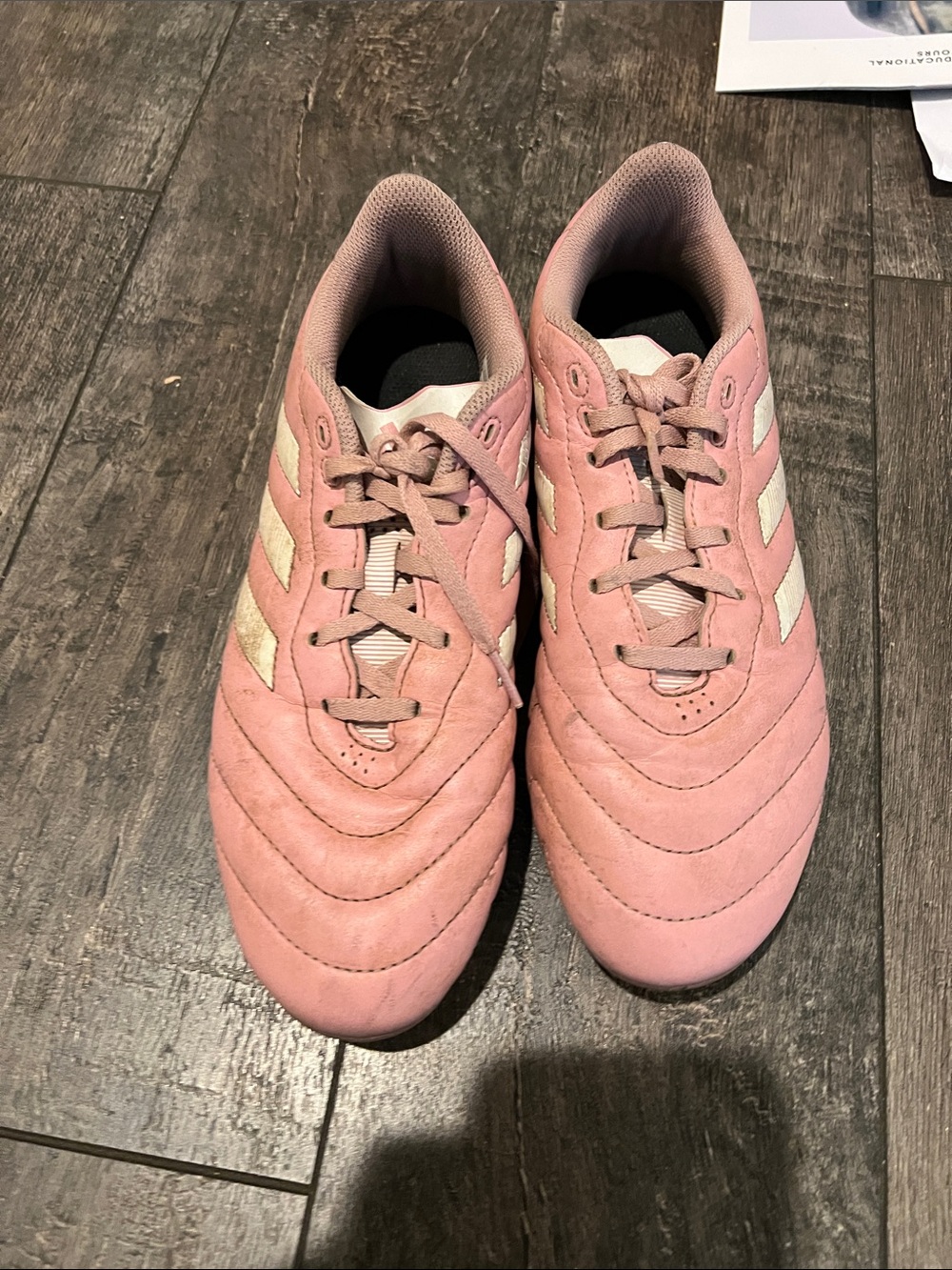 adidas Pink Athletic Lace-Up Sneakers with White Stripes